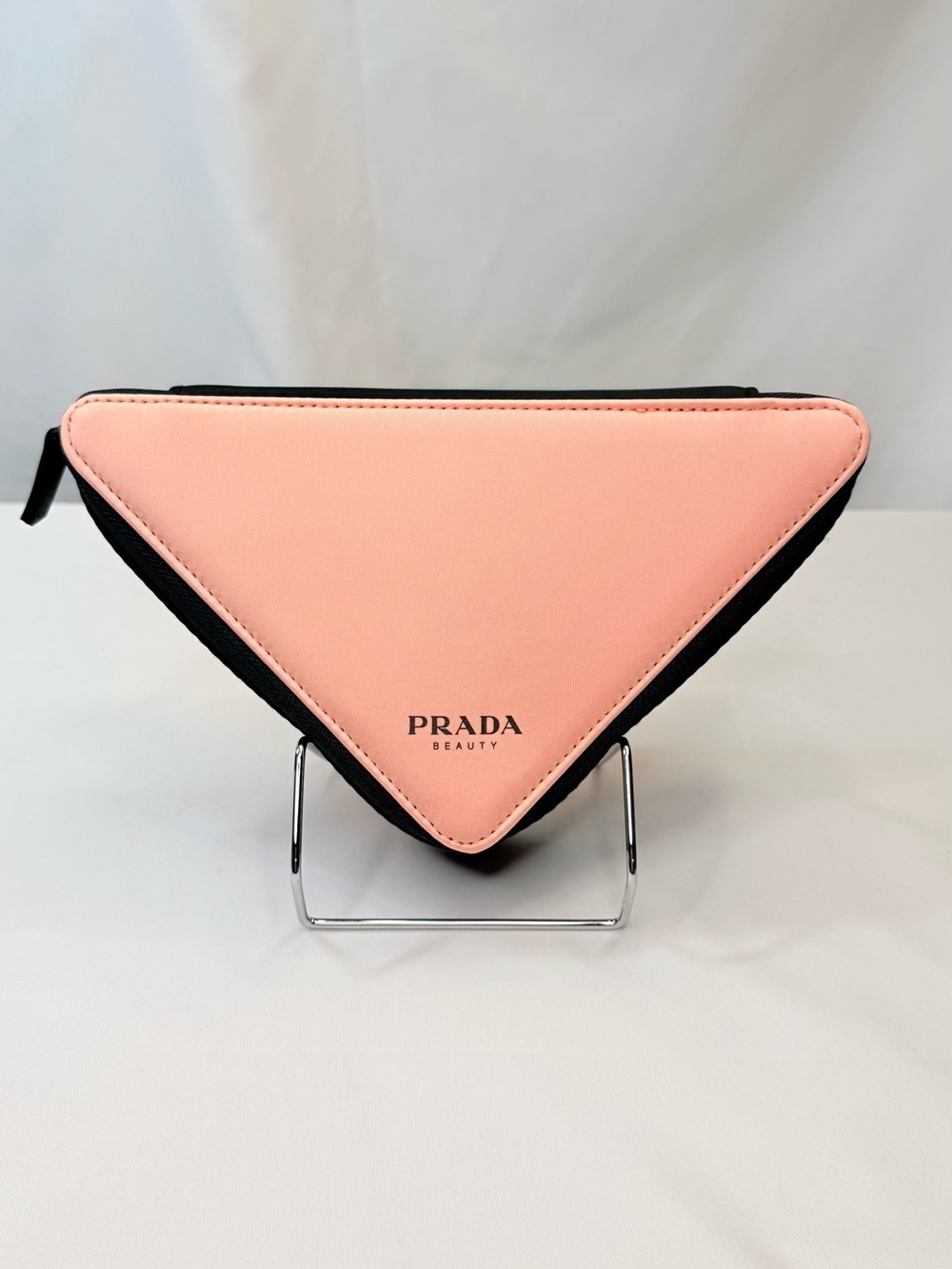 Prada Beauty Pink and Black Triangular Cosmetic Case NWT